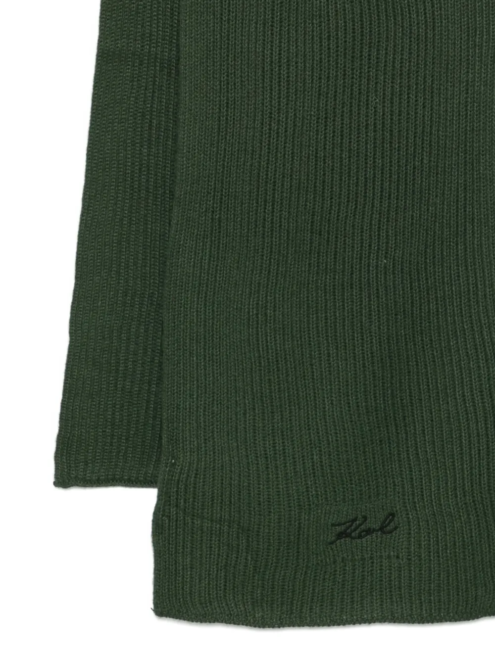 Karl Lagerfeld Ribbed-knit Scarf In Green