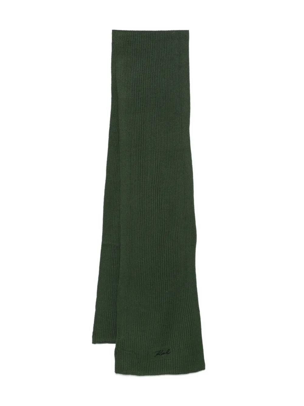 Karl Lagerfeld Ribbed-knit Scarf In Green