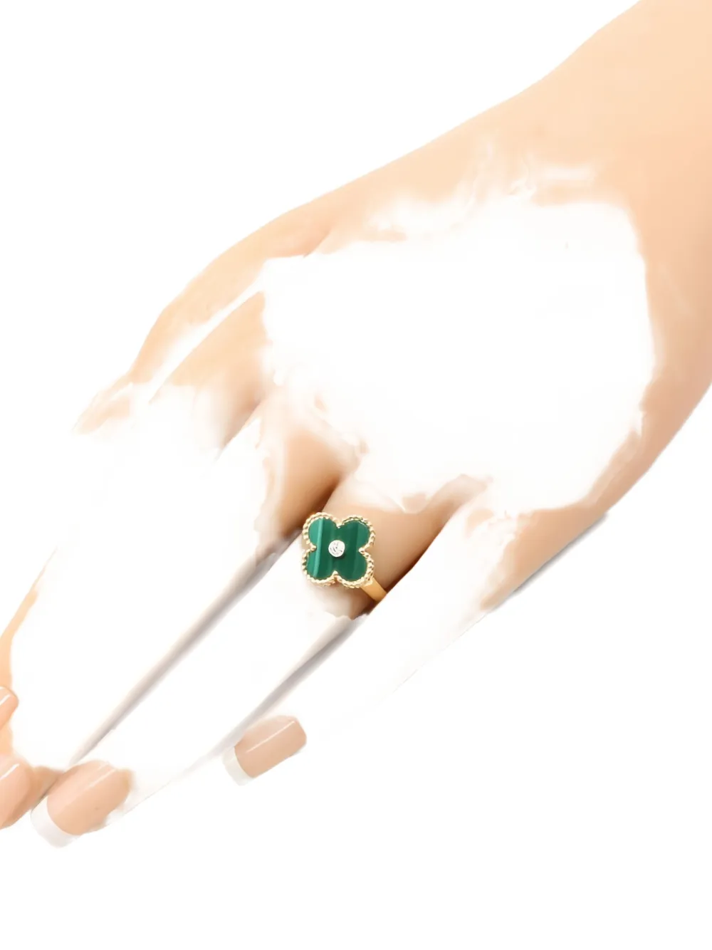 VAN CLEEF & ARPELS Pre-owned 2010s 18k Yellow Gold Alhambra Diamond And Malachite Ring