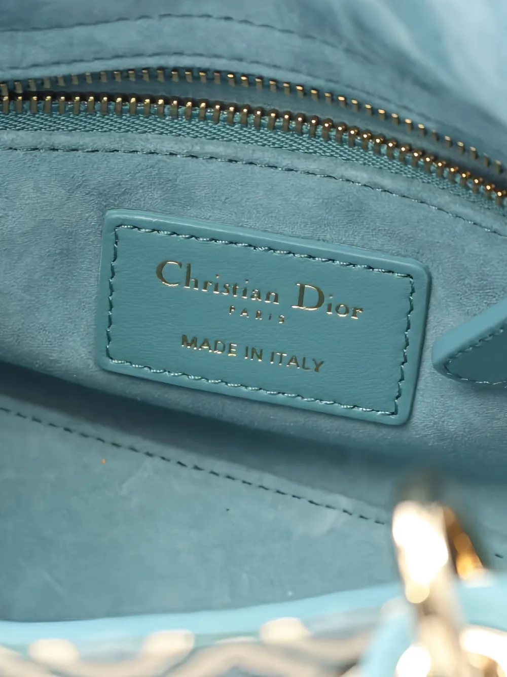 DIOR Pre-owned 2010s Mini Lady Embellished-rhinestone Pattern Tote Bag In Blue