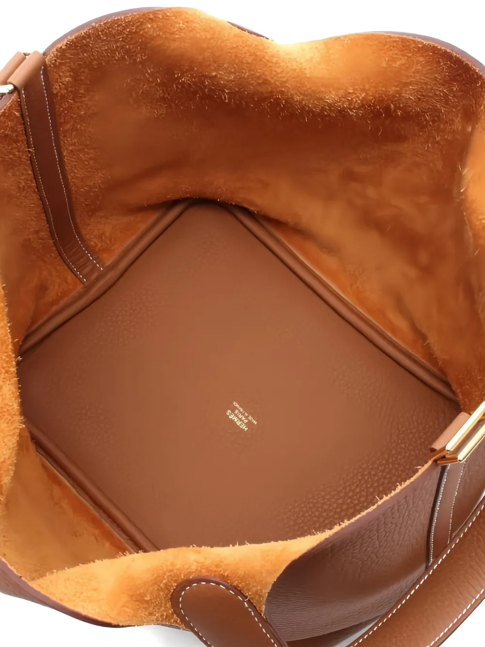 HERMES Pre-owned 2025 Picotane Lock Mm Leather Tote Bag In Brown