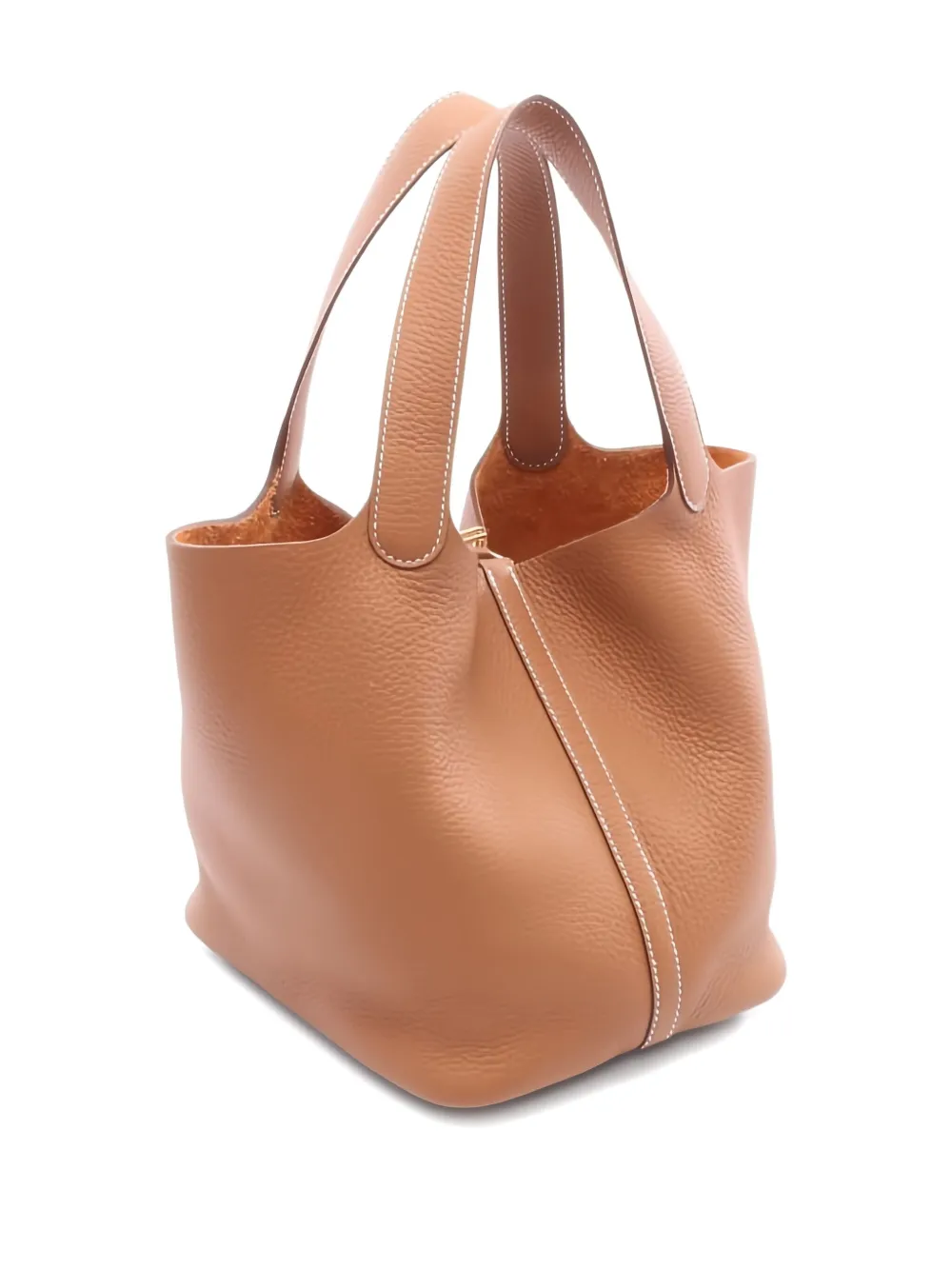 HERMES Pre-owned 2025 Picotane Lock Mm Leather Tote Bag In Brown