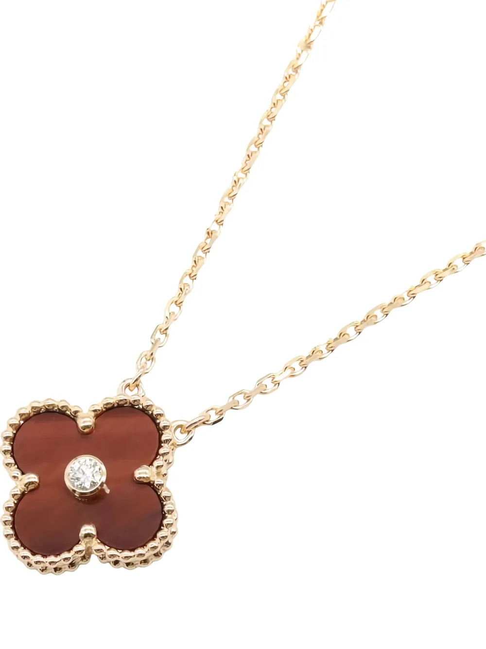Pre-owned Van Cleef & Arpels 2010s 18k Rose Gold Alhambra Multi-stone Necklace In Pink