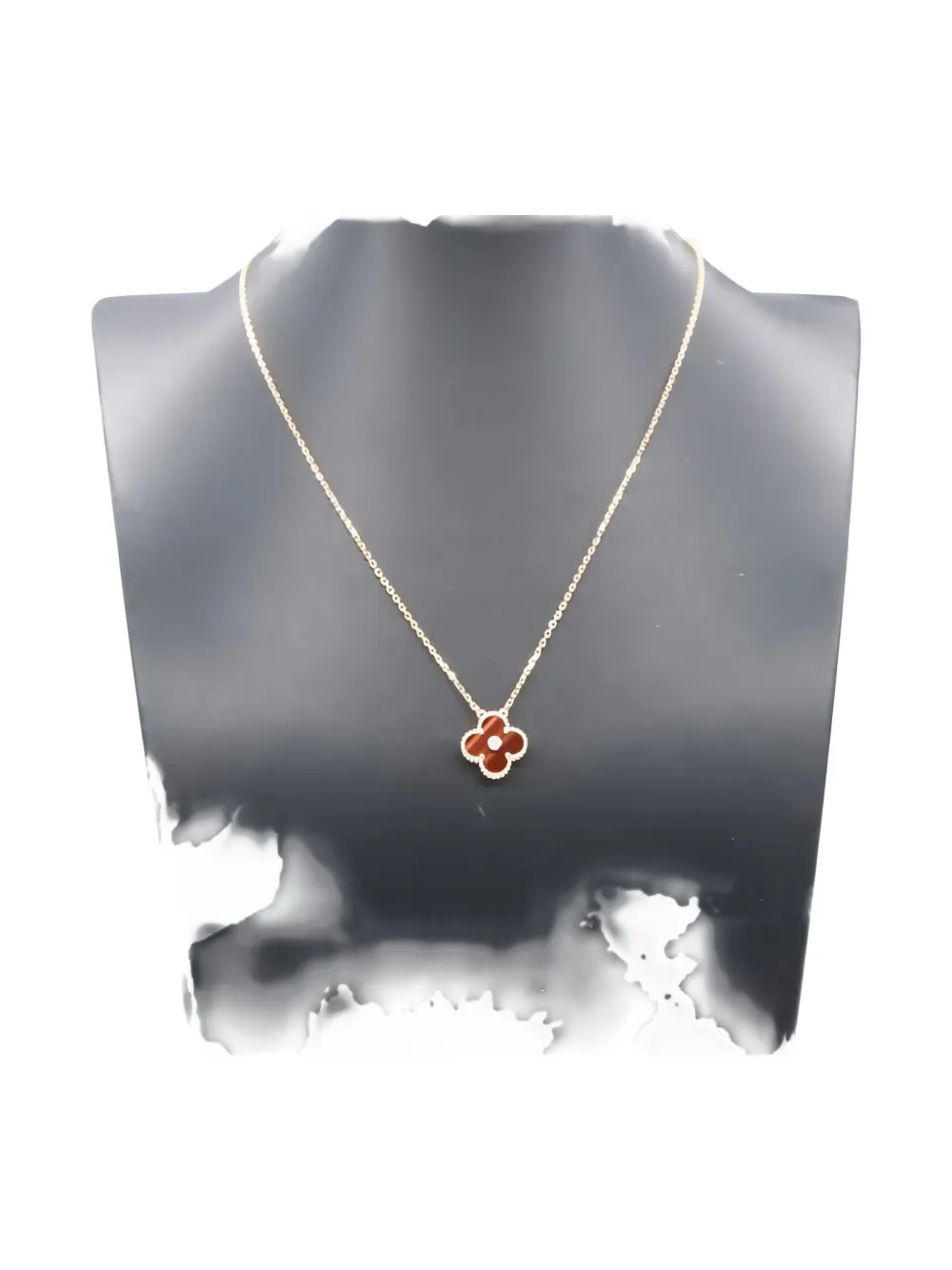 Pre-owned Van Cleef & Arpels 2010s 18k Rose Gold Alhambra Multi-stone Necklace In Pink