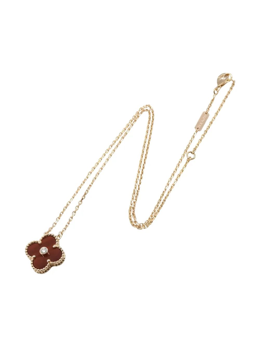 Pre-owned Van Cleef & Arpels 2010s 18k Rose Gold Alhambra Multi-stone Necklace In Pink