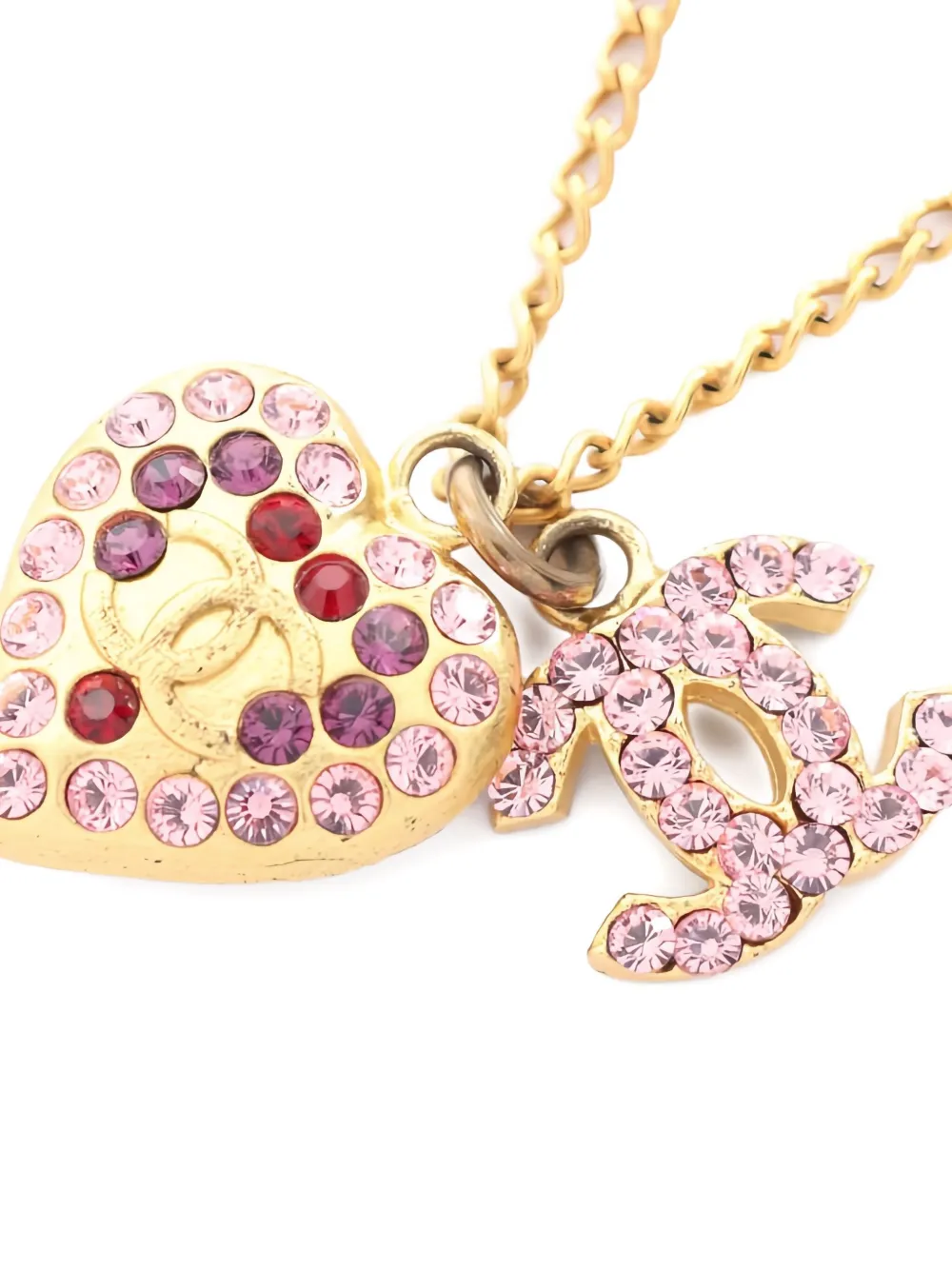 CHANEL Pre-Owned 1986-1988 Coco Mark heart logo necklace - ゴールドトーン CHANEL Pre-Owned 1986-1988 Coco Mark heart logo necklace - ゴールドトーン