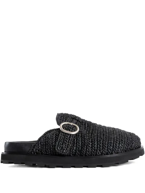 Jil Sander buckle raffia clogs