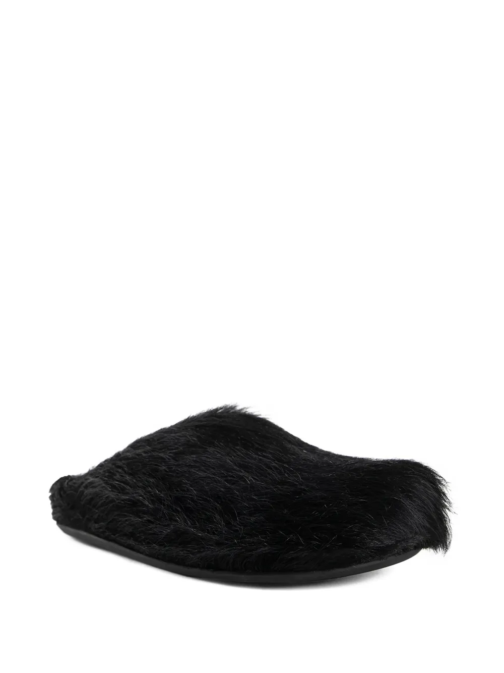 Marni Fussbett long-hair calfskin sabot - Zwart
