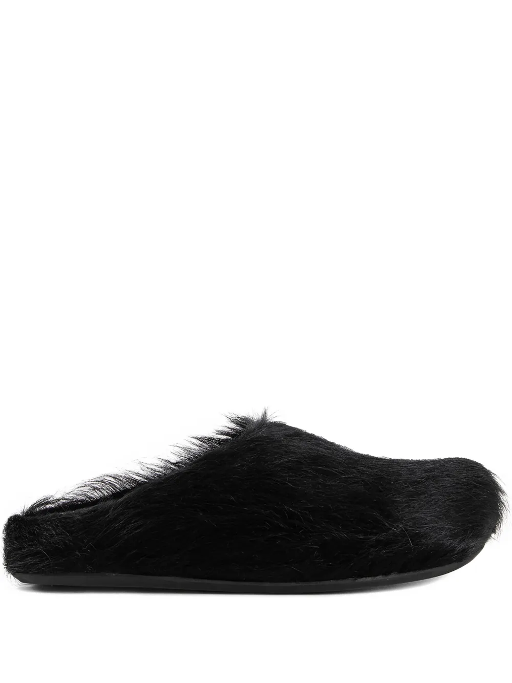 Marni Fussbett long-hair calfskin sabot - Nero