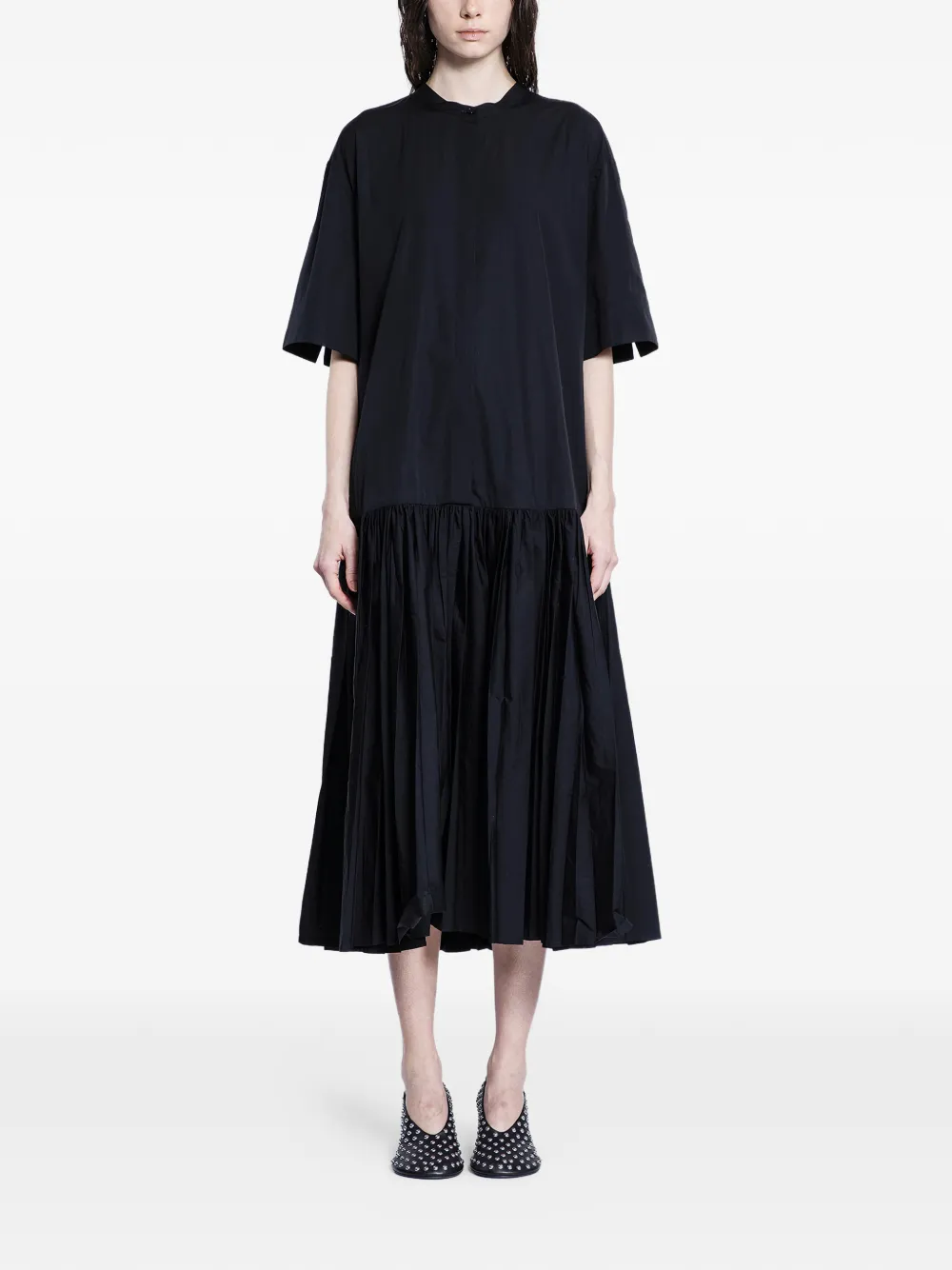 Jil Sander panelled midi dress - Nero