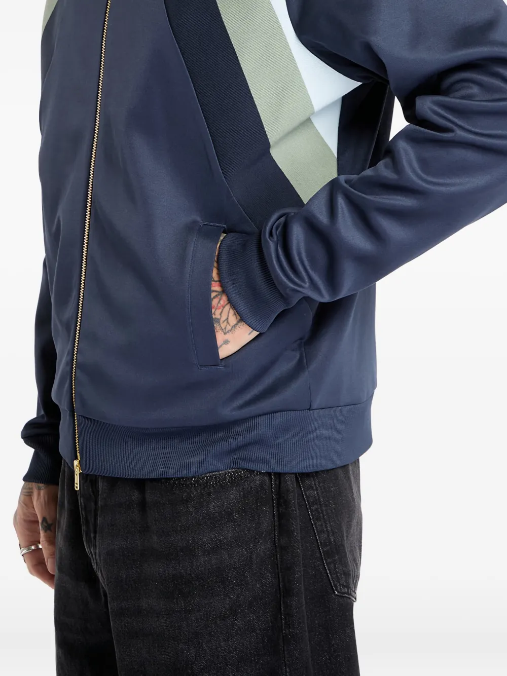 Fred Perry Striped Zipped Sweatshirt In Blue