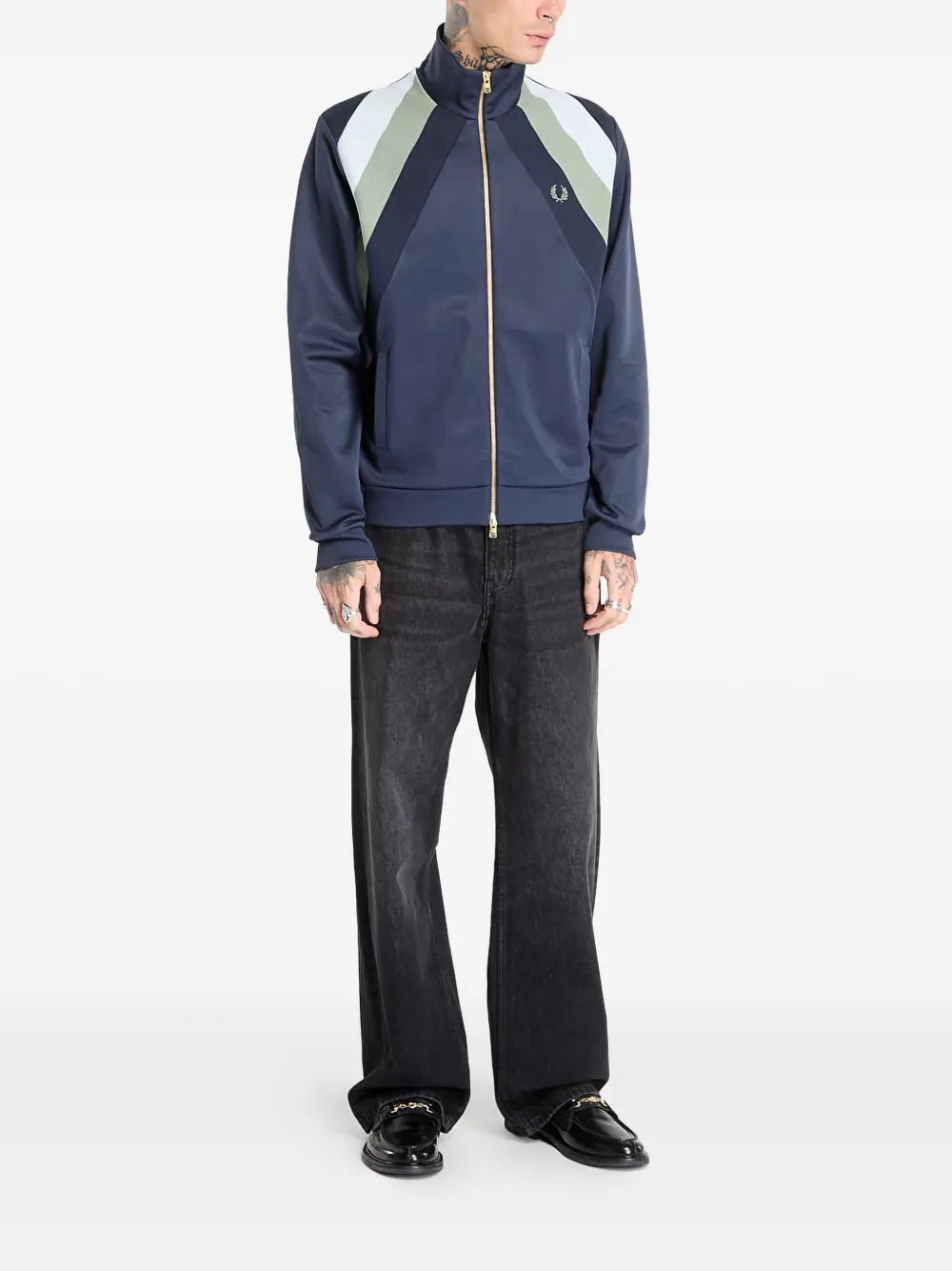 Fred Perry striped zipped sweatshirt - Blauw