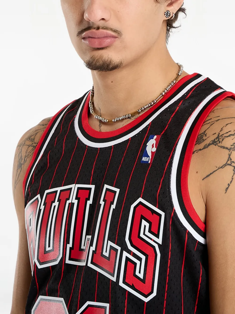 Mitchell & Ness 1995-96 Nba Chicago Bulls Swingman Dennis Rodman Striped Tank Top In Black