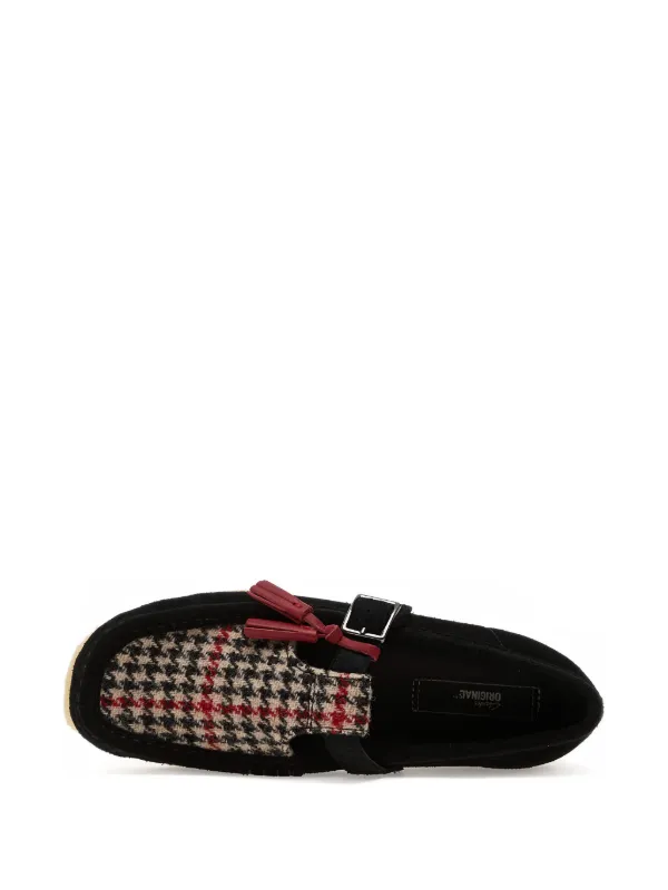 Clarks Originals T-Bar Houndstooth Wallabee Trainers | Black