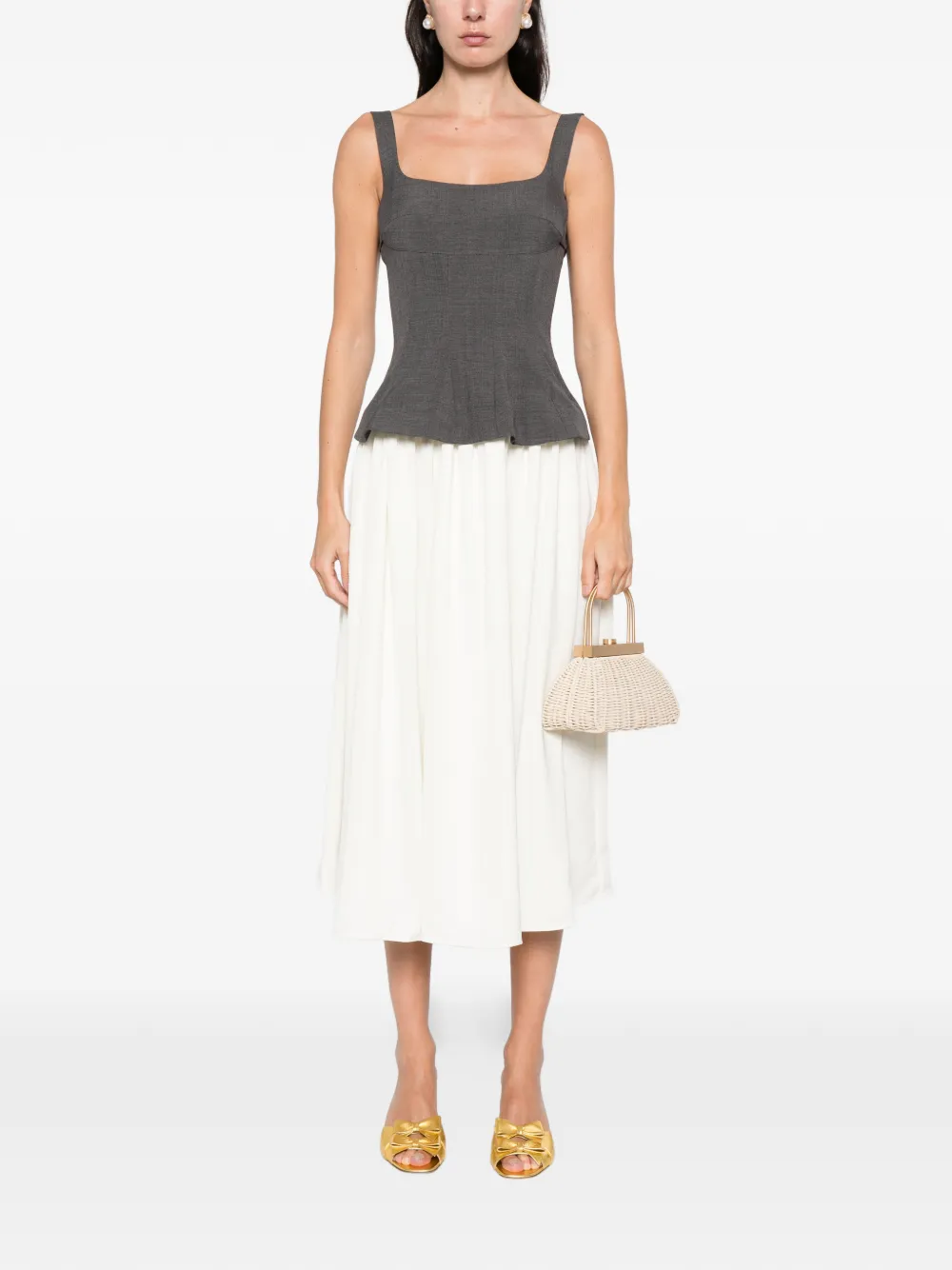 Stine Goya square-neck midi dress - Grijs