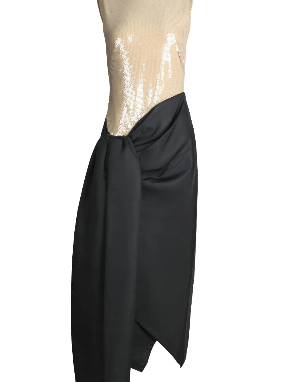 David Koma sequined draped midi dress - Beige