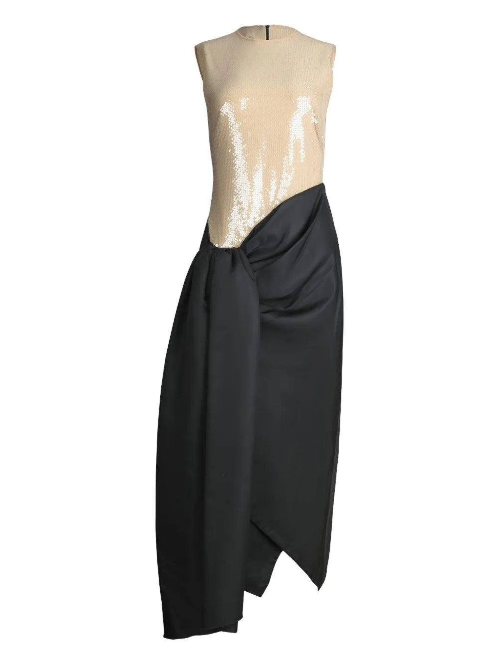 David Koma sequined draped midi dress - ニュートラル David Koma sequined draped midi dress - ニュートラル