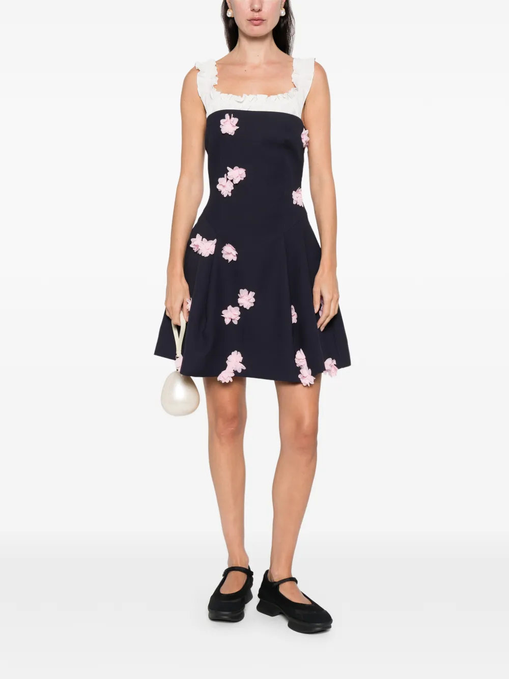 Stine Goya ruffled floral mini dress - Blauw