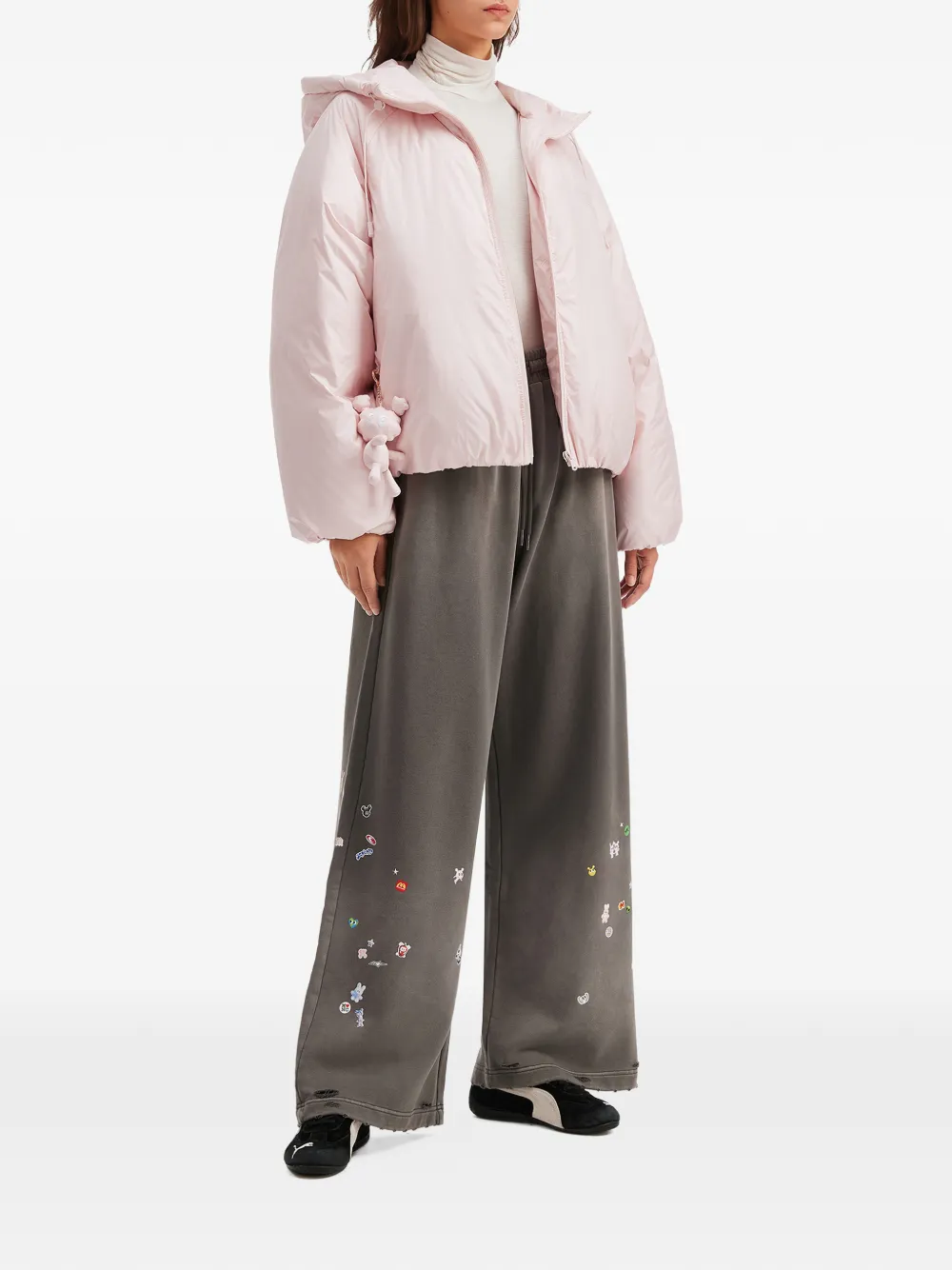  Mini Cream Hooded Zip-fastening Jacket - Pink 