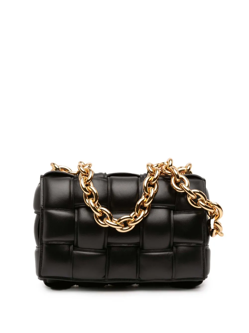 BOTTEGA VENETA Pre-owned 2012-2025 Nappa Intrecciato Padded Chain Cassette Satchel In Black