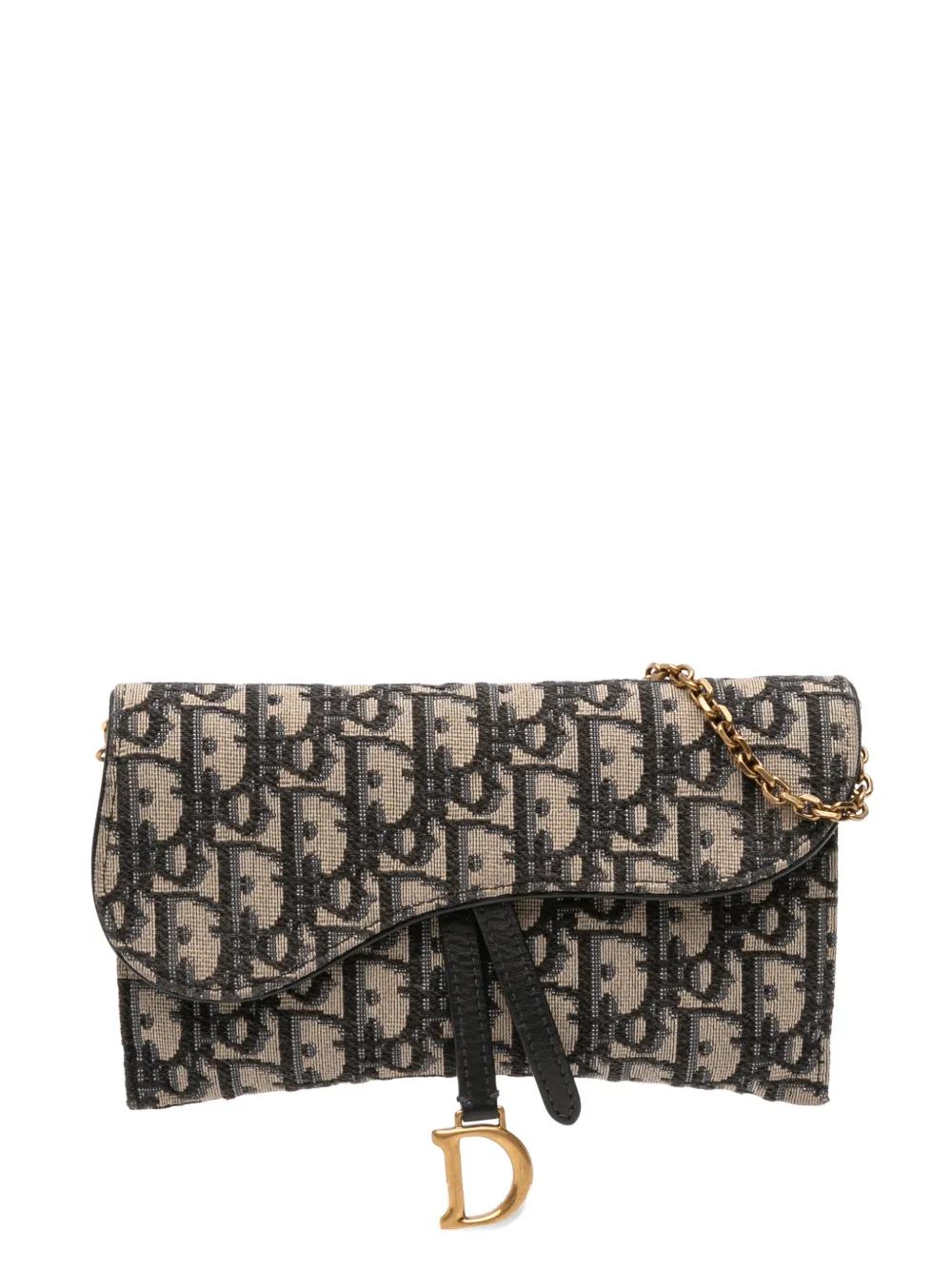 Christian Dior Pre-Owned 2021 Oblique Canvas Saddle Wallet On Chain crossbody bag | Blue | Image 1