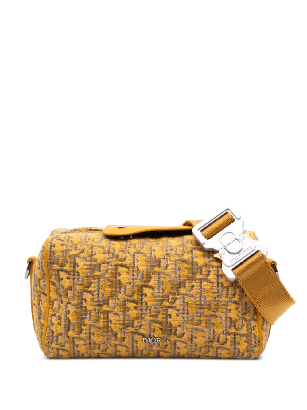 Pre-owned Dior 2021 Oblique Canvas Lingot 22 Bag Crossbody Bag In Yellow