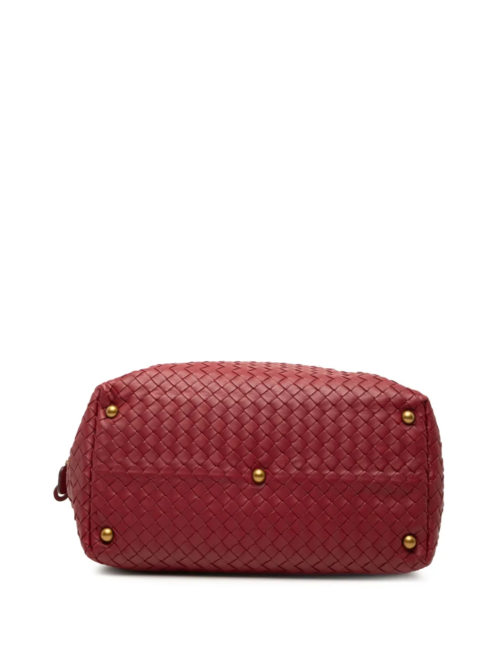 Pre-owned Bottega Veneta 2012-2025 Nappa Intrecciato Boston Bag In Red