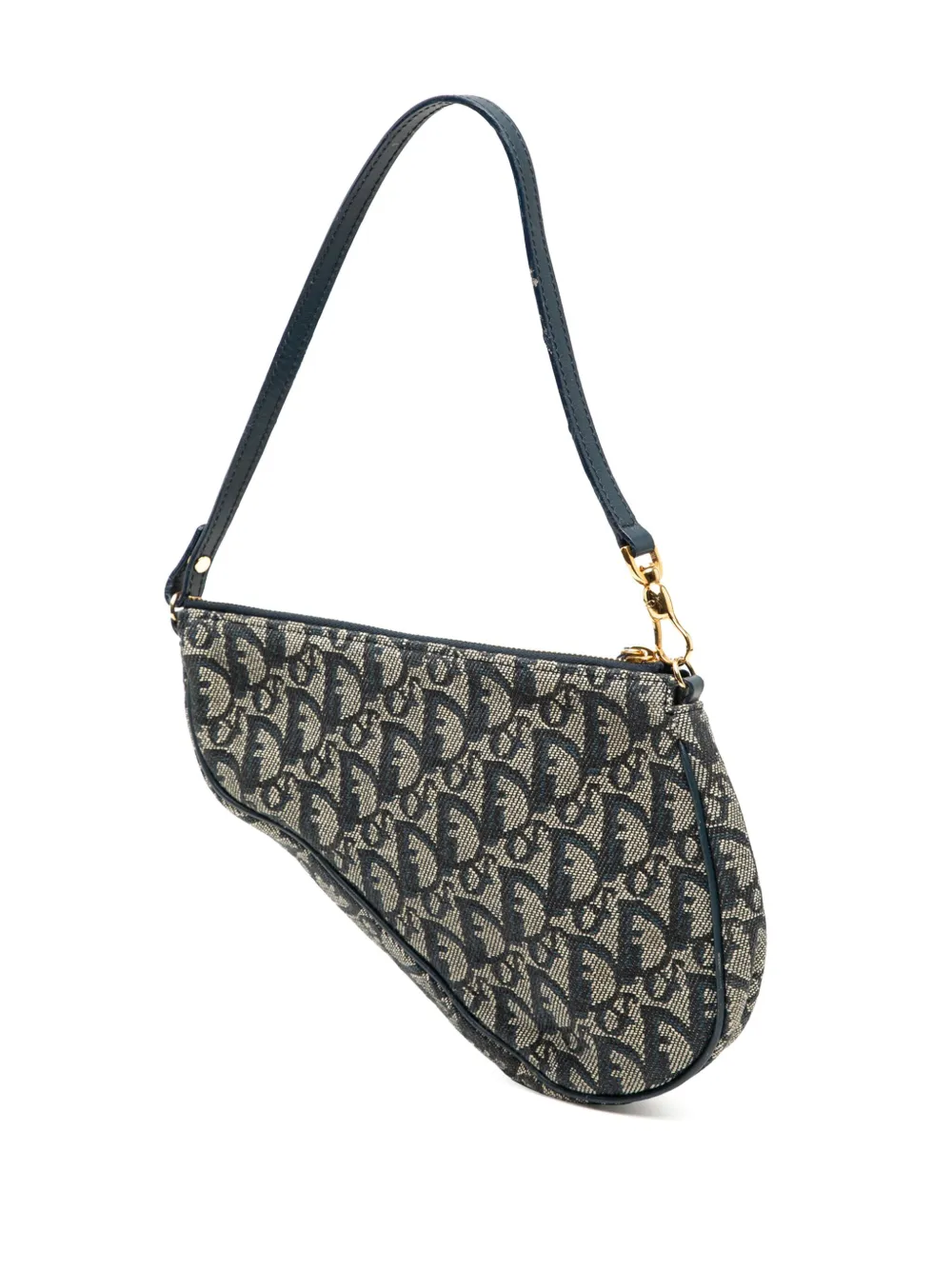 DIOR Pre-owned 2001 Mini Issimo Canvas Saddle Pochette Shoulder Bag In Blue