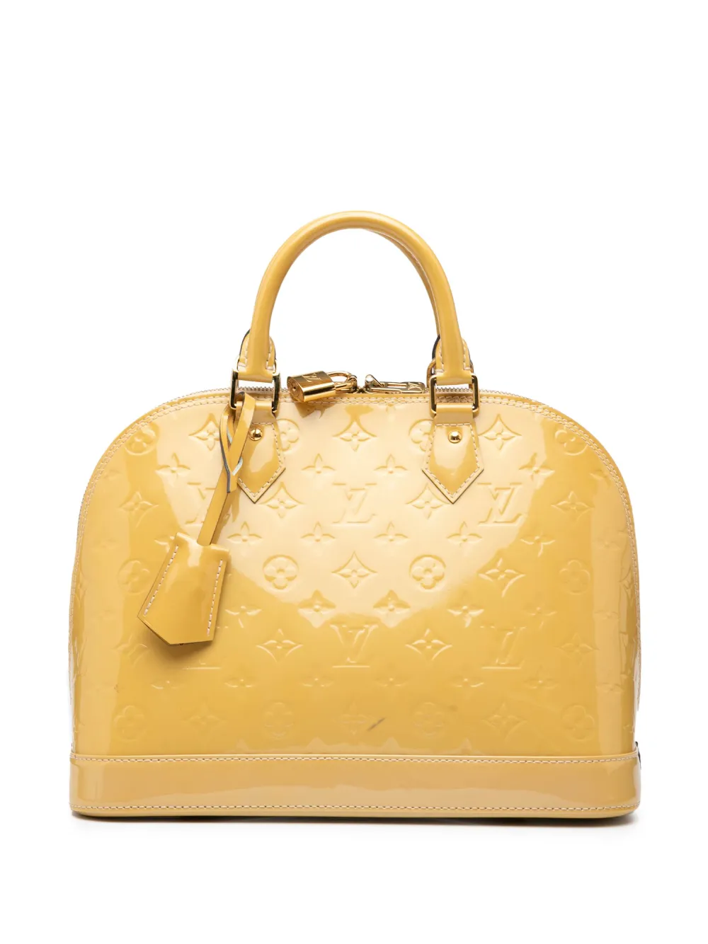 Pre-owned Louis Vuitton 2015 Monogram Vernis Alma Pm Handbag In Brown