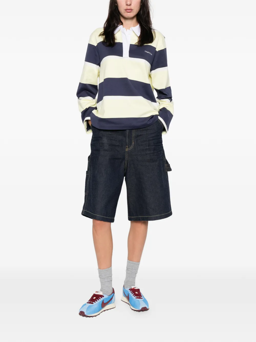 Stine Goya striped polo top - Blauw