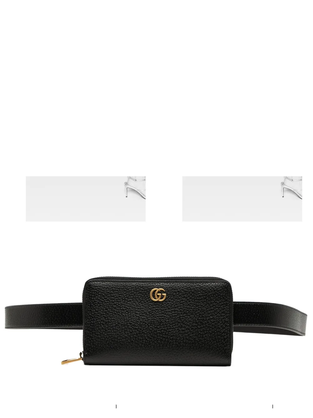 Pre-owned Gucci 2000-2015 Gg Marmont Leather Double Belt Bag In Black