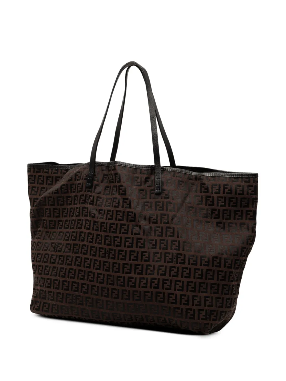 FENDI Pre-owned 2000-2025 Medium Zucchino Canvas Roll Tote Bag In Brown