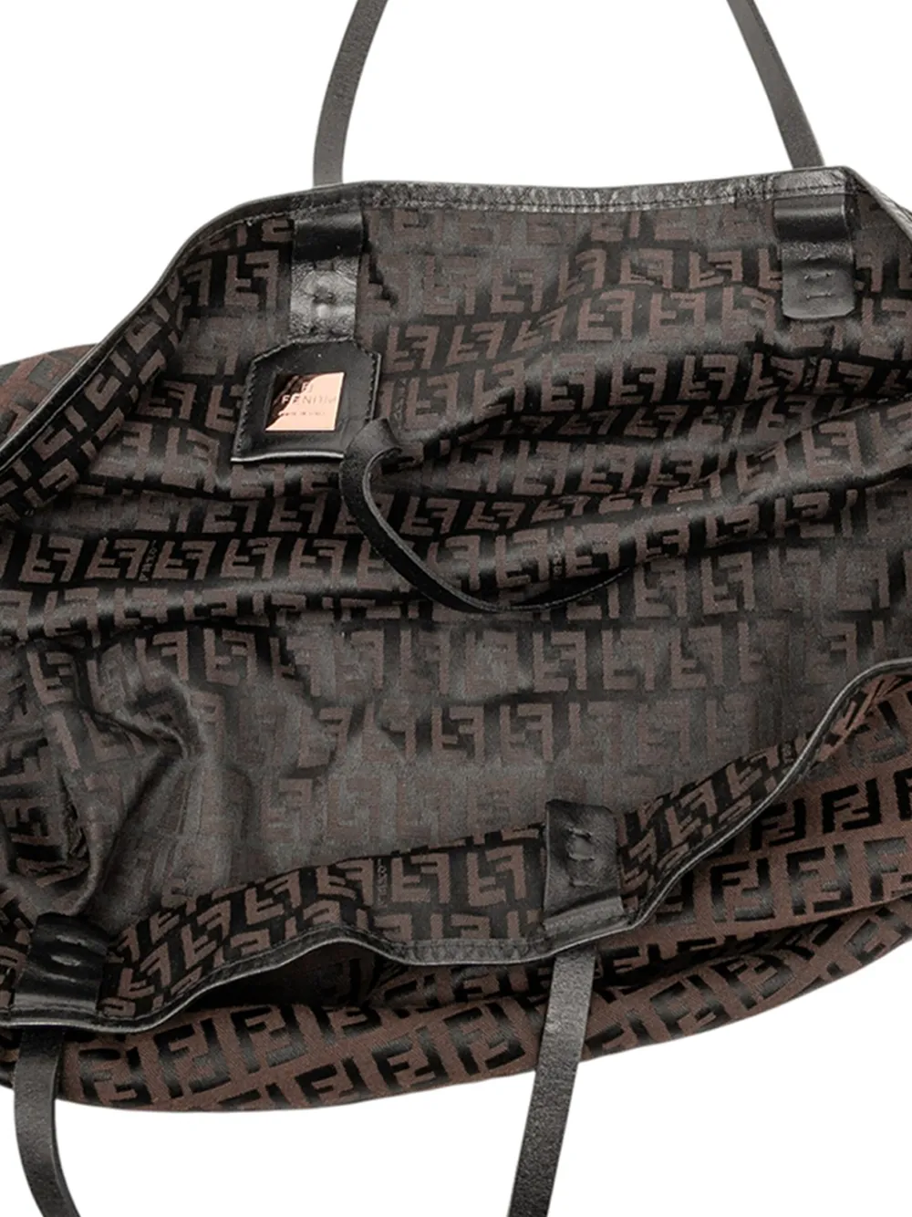 FENDI Pre-owned 2000-2025 Medium Zucchino Canvas Roll Tote Bag In Brown