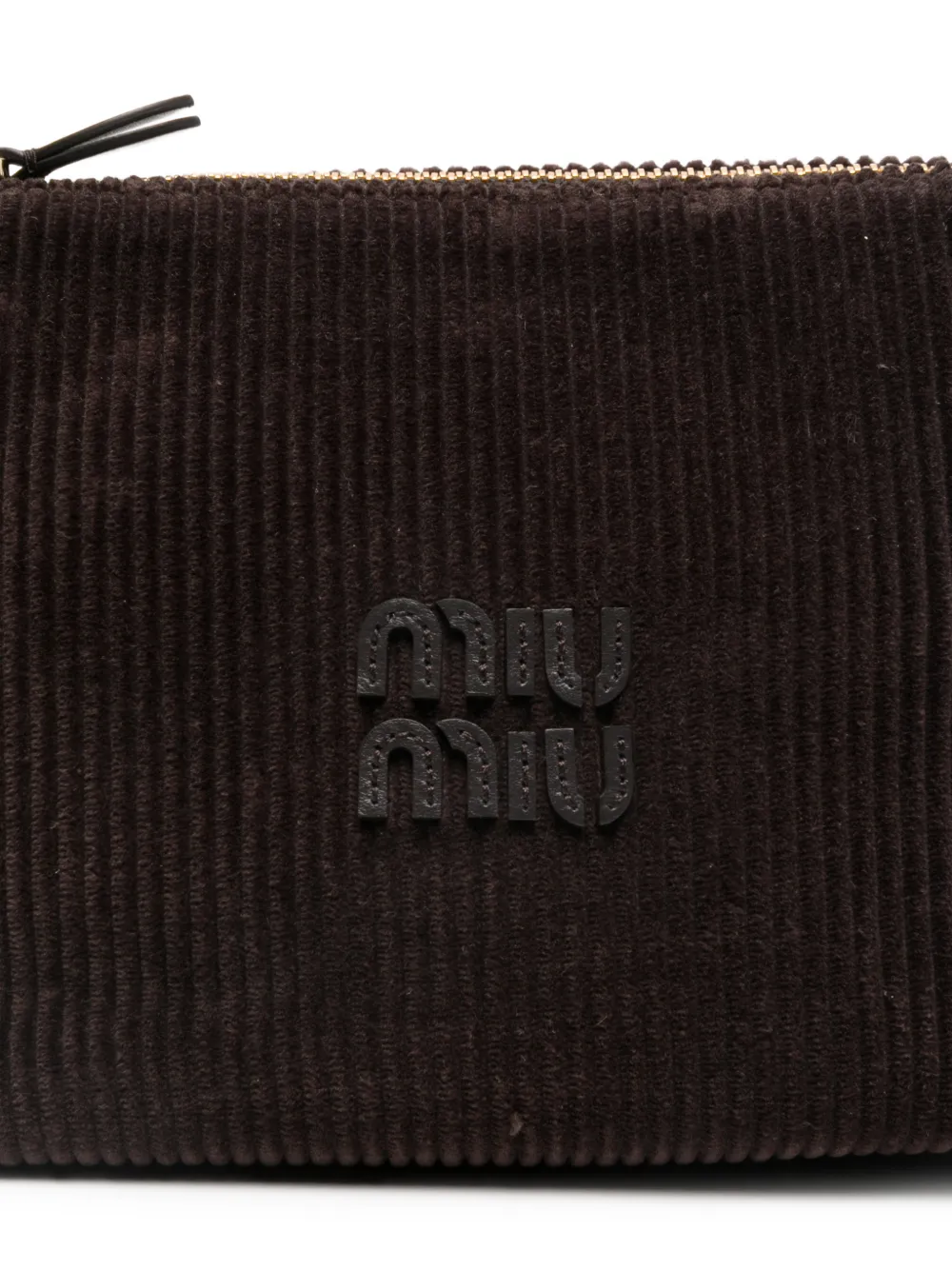 Miu corduroy logo shoulder bag Bruin