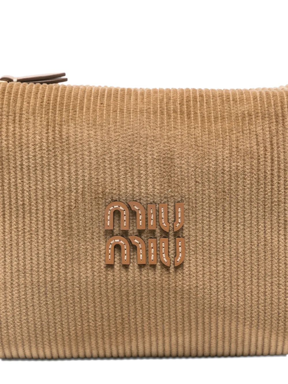 Miu corduroy logo shoulder bag Bruin