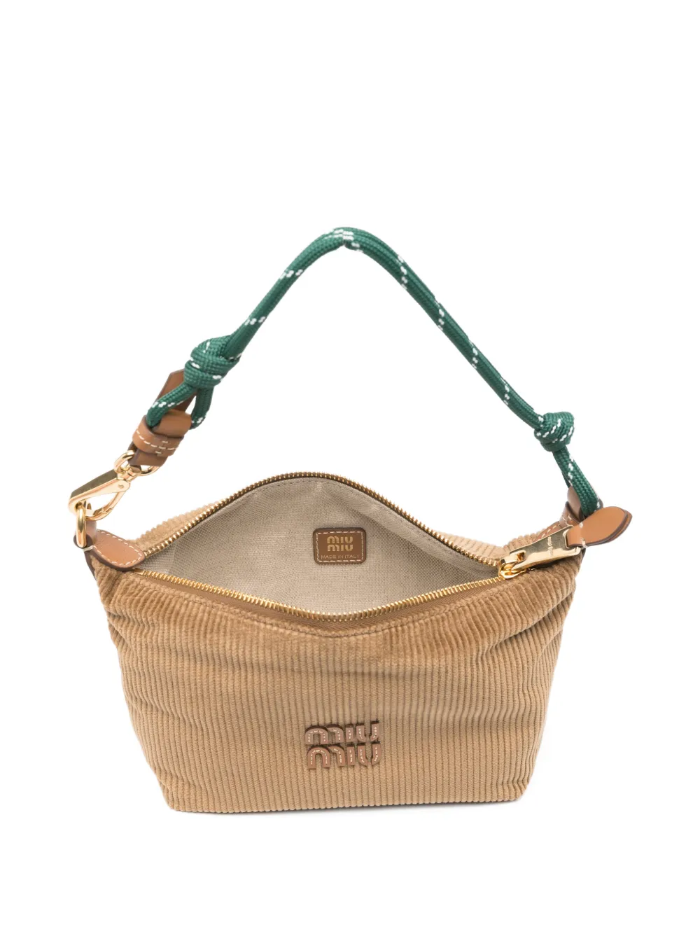 Miu corduroy logo shoulder bag Bruin