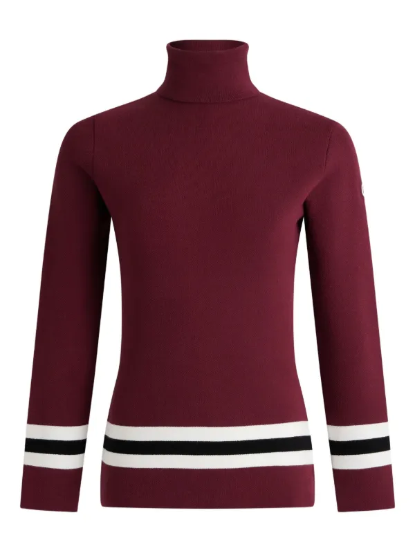 Fusalp Judith Roll-neck Striped Sweater in Red