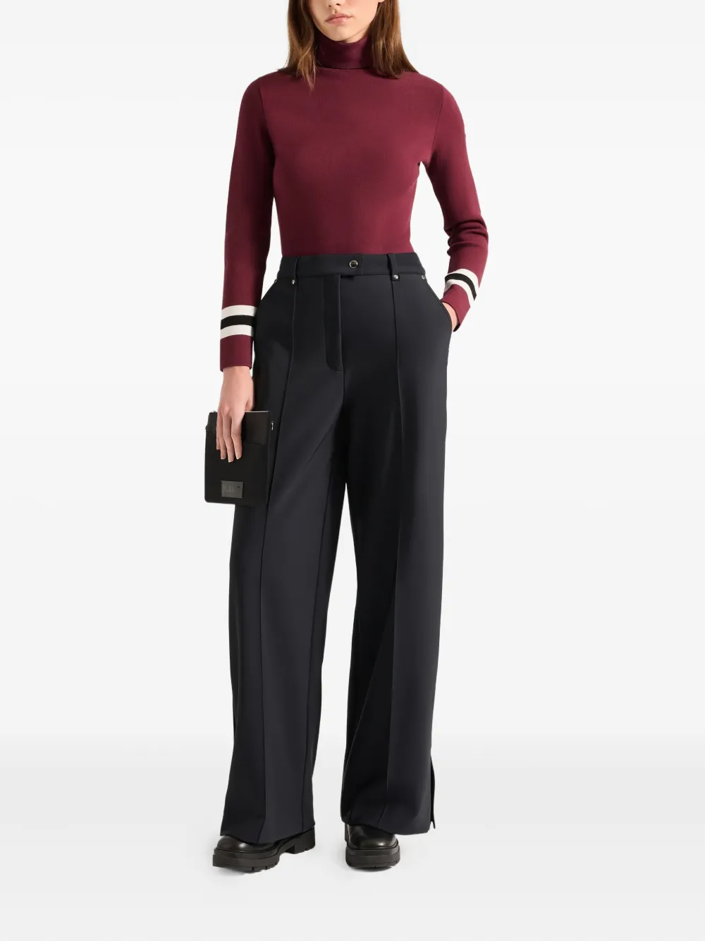 Fusalp Judith Roll-neck Striped Sweater In Red