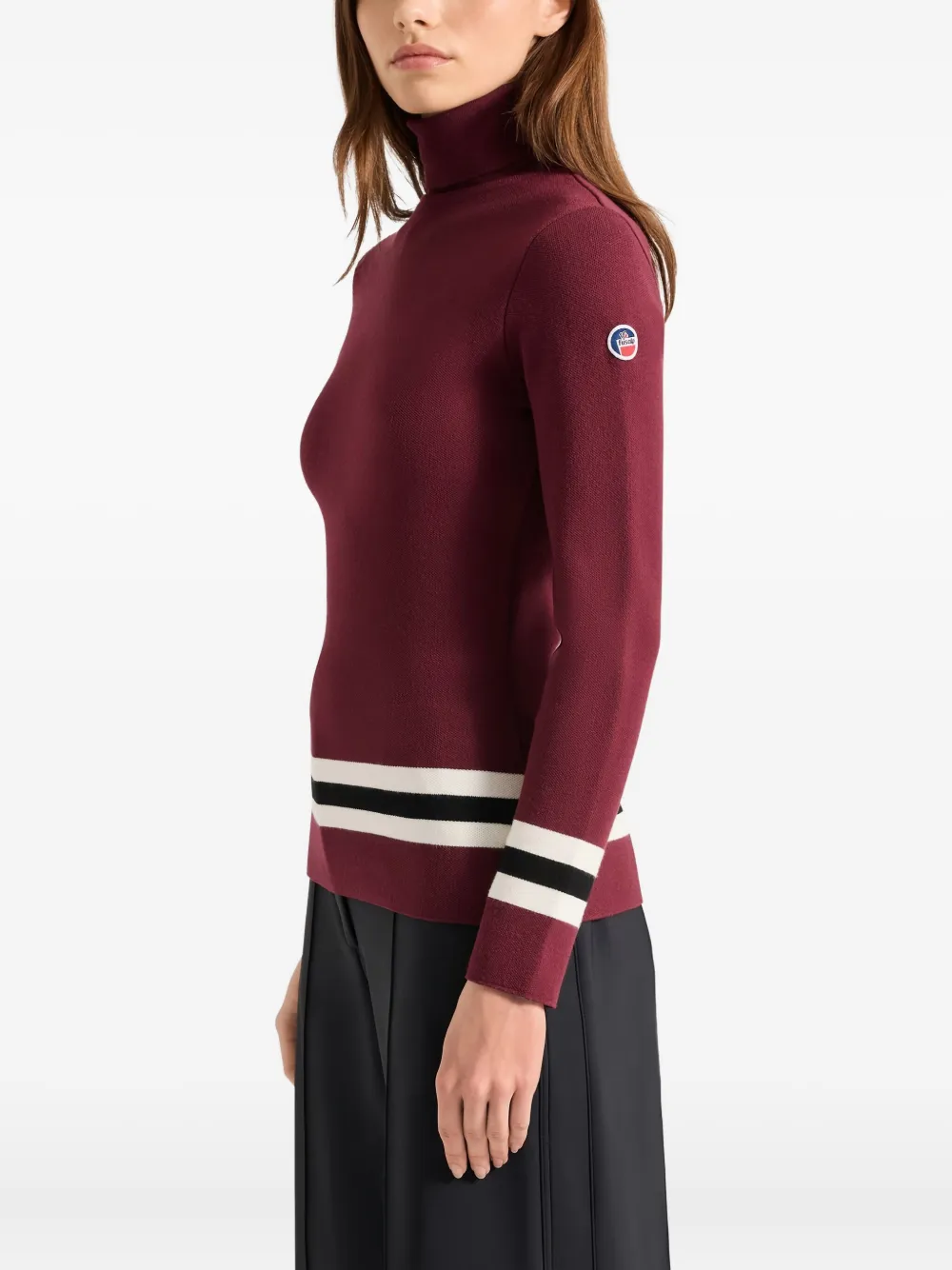 Fusalp Judith Roll-neck Striped Sweater In Red