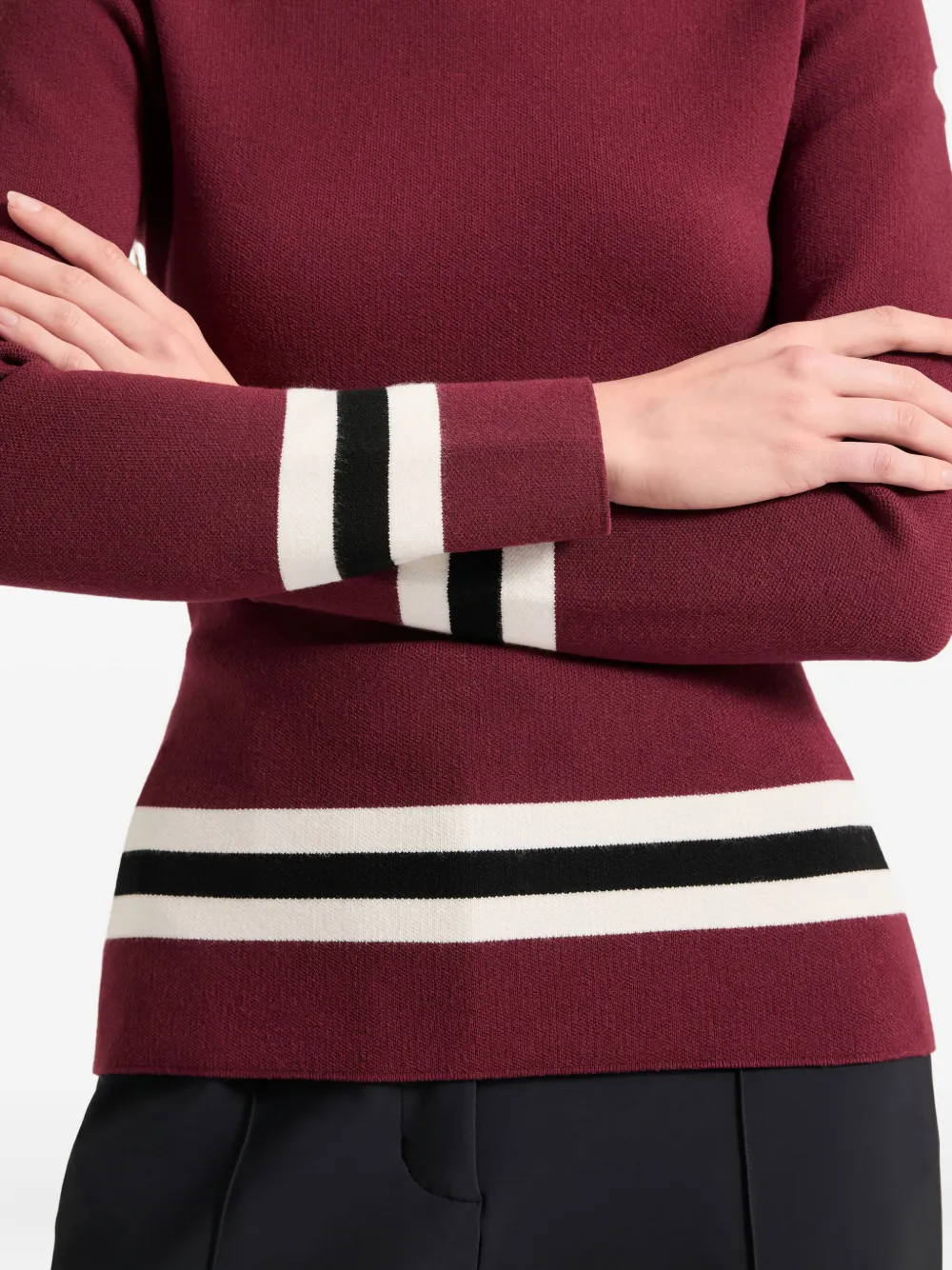 Fusalp Judith Roll-neck Striped Sweater In Red
