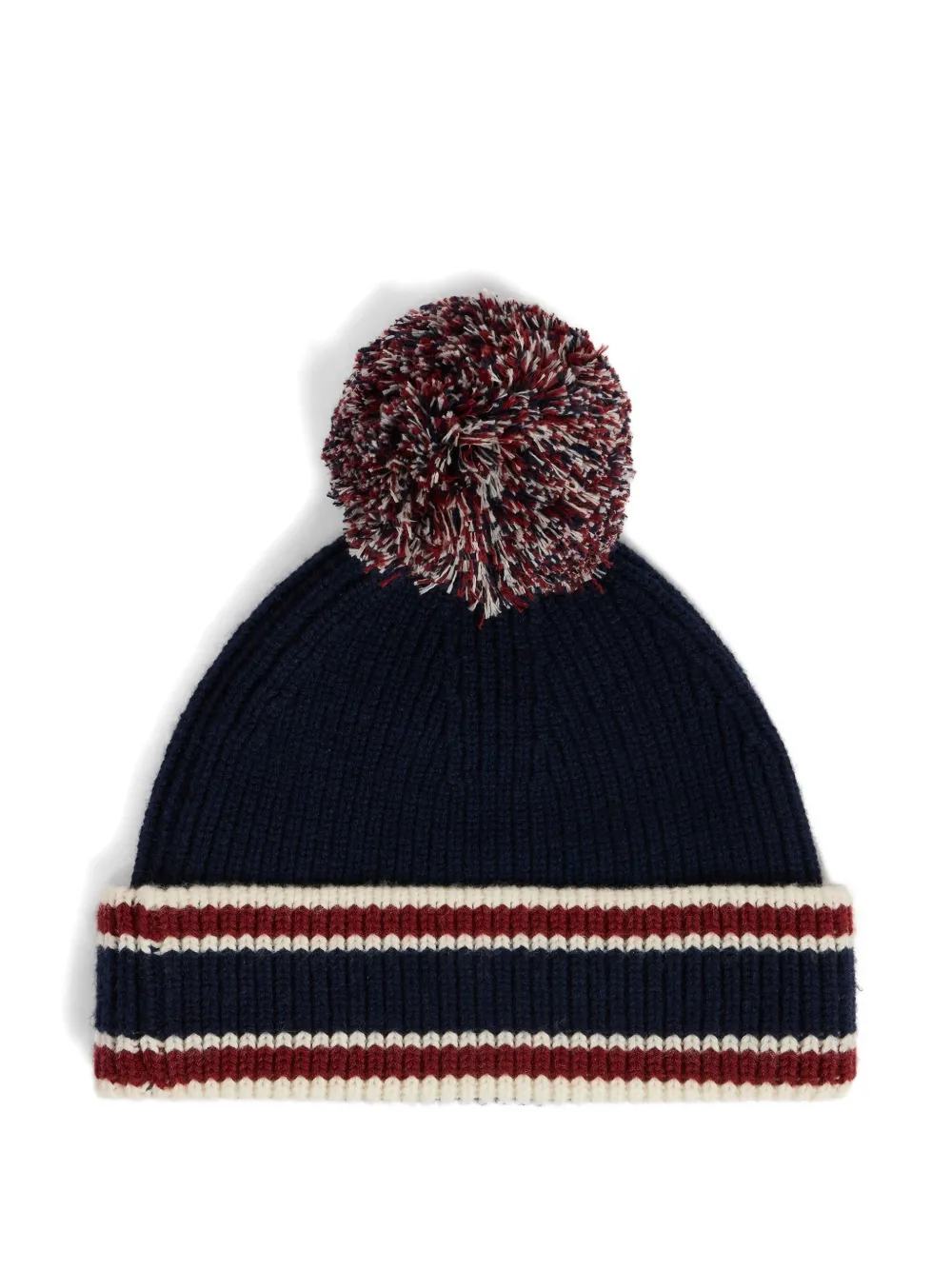 Fusalp Bonnet Striped Pompom Beanie Hat In Black