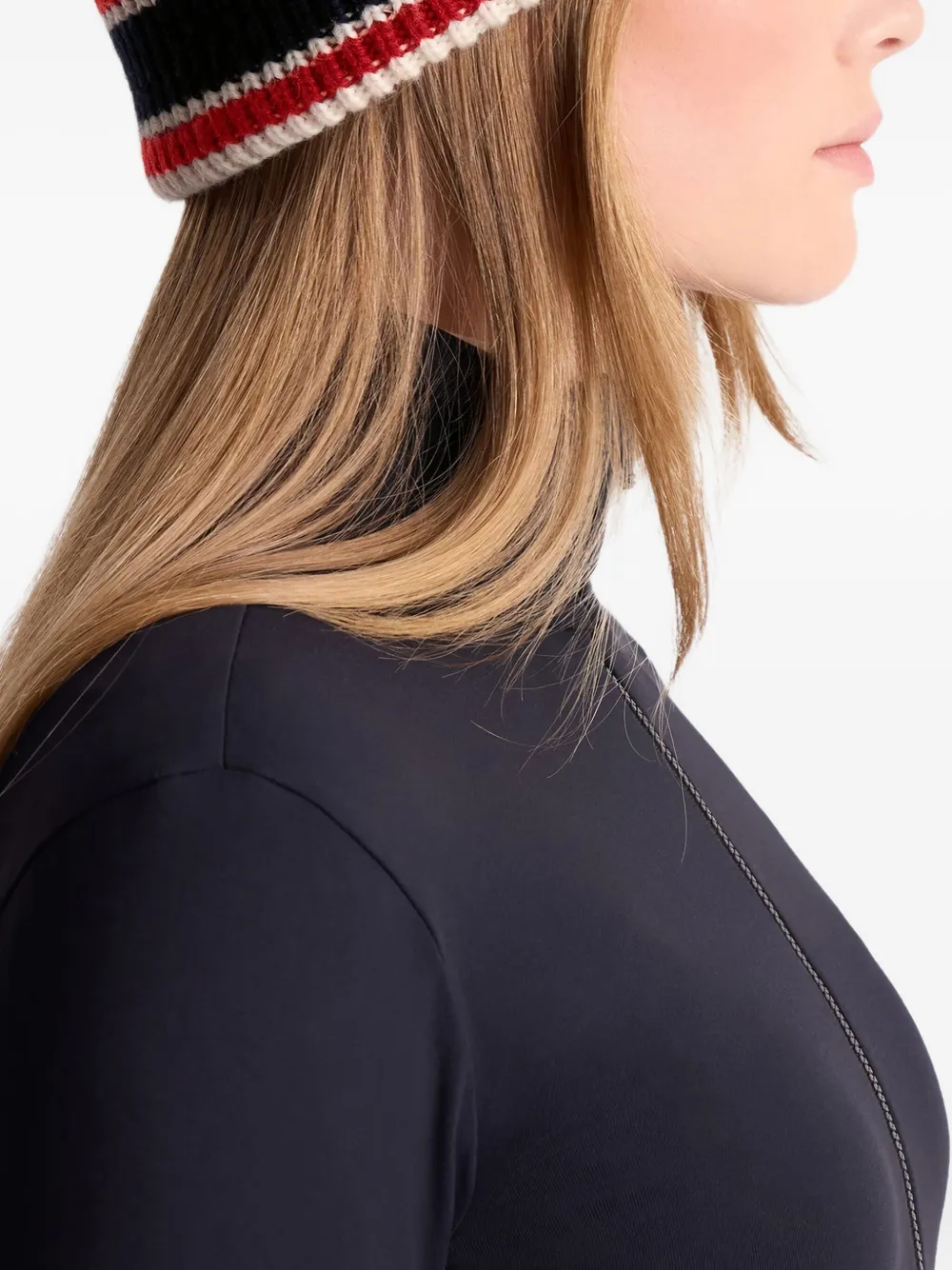 Fusalp Bonnet Striped Pompom Beanie Hat In Black