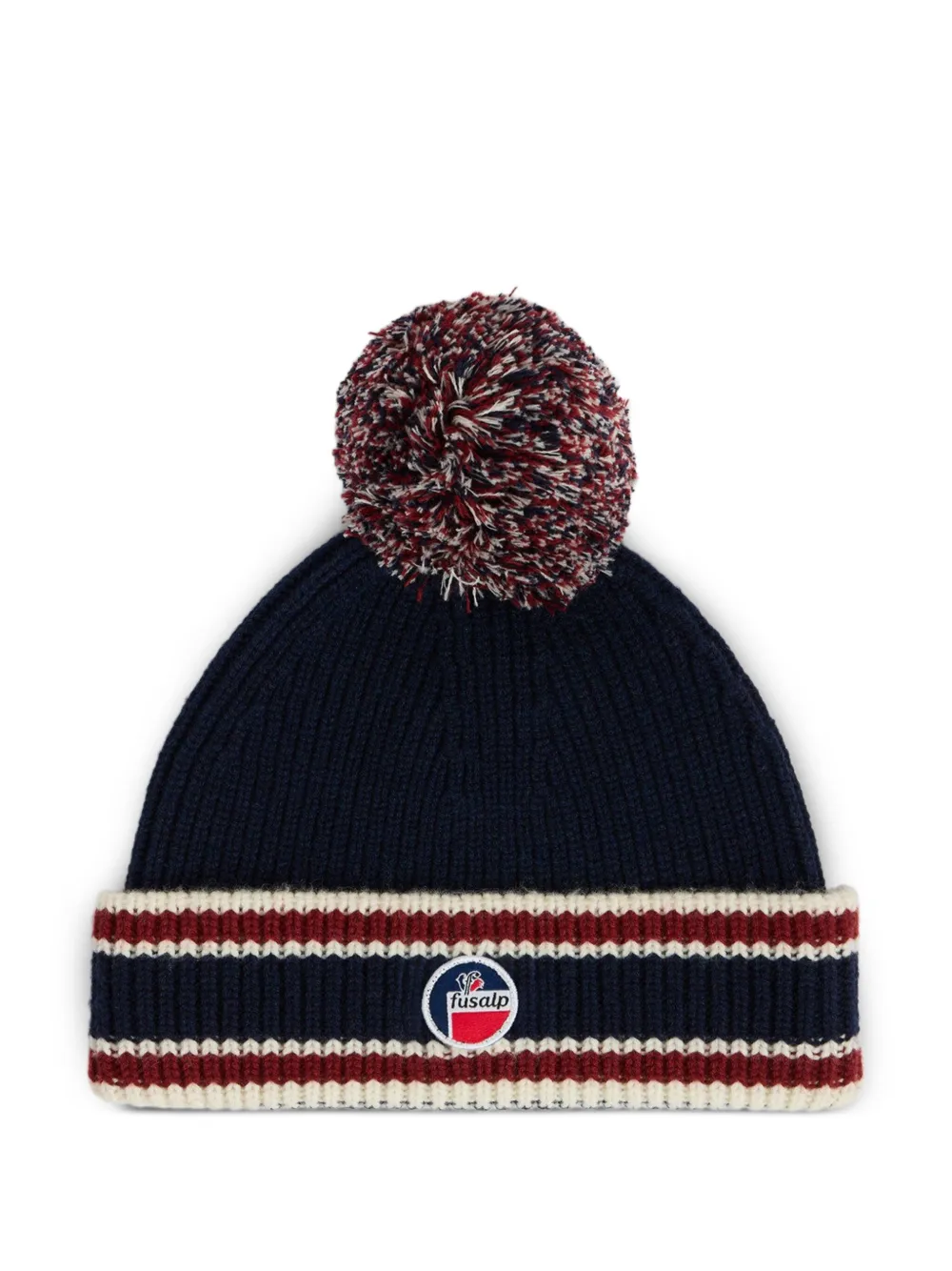 Fusalp Bonnet striped pompom beanie hat | Blue | Image 1
