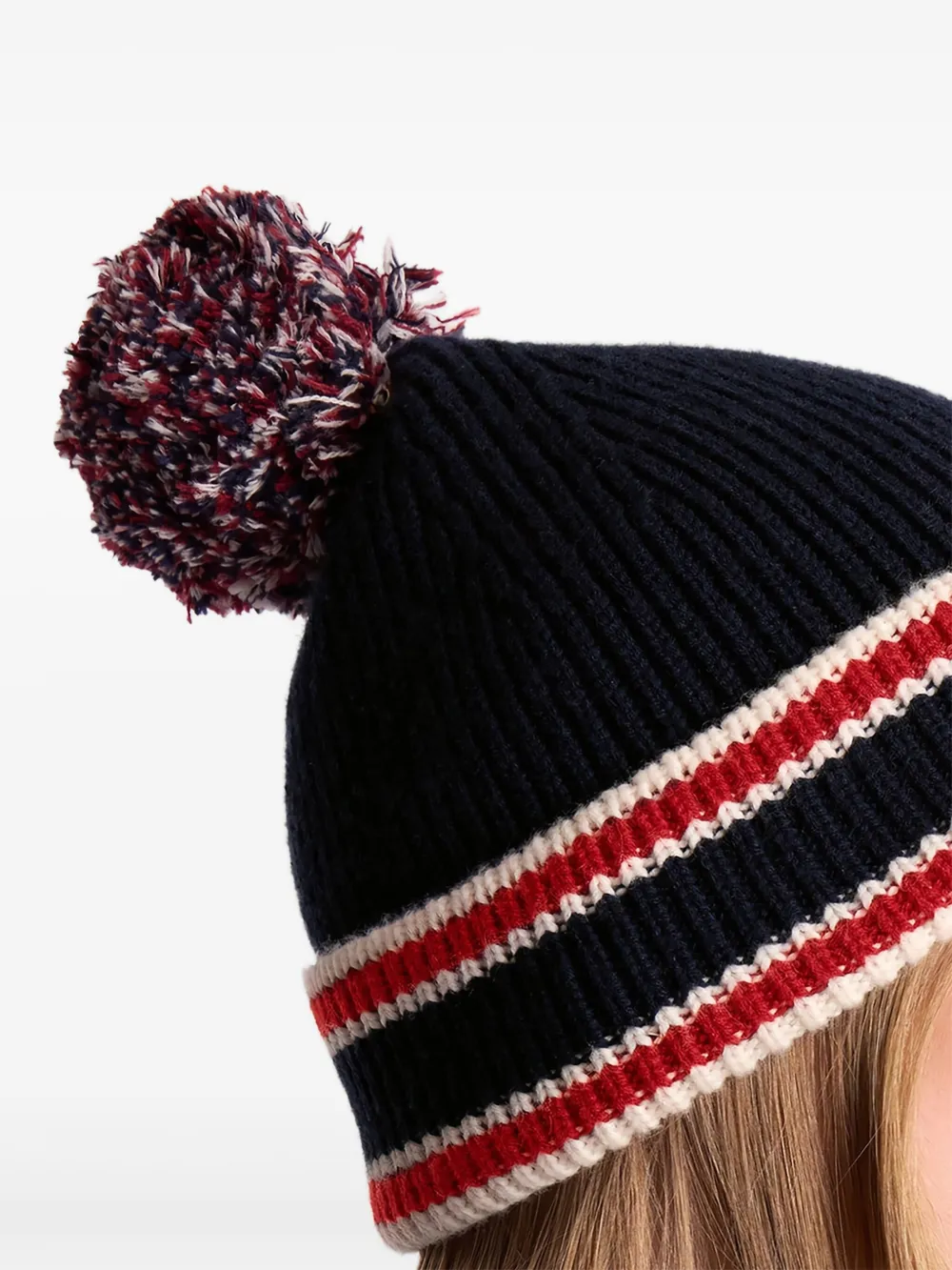 Fusalp Bonnet gestreepte muts met pompon Blauw