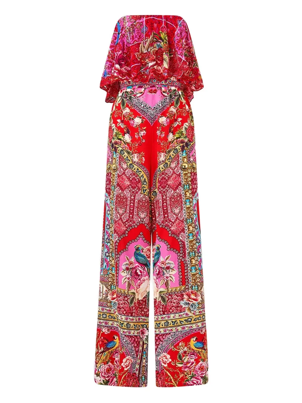 Camilla Strapless Frill Jumpsuit In Red