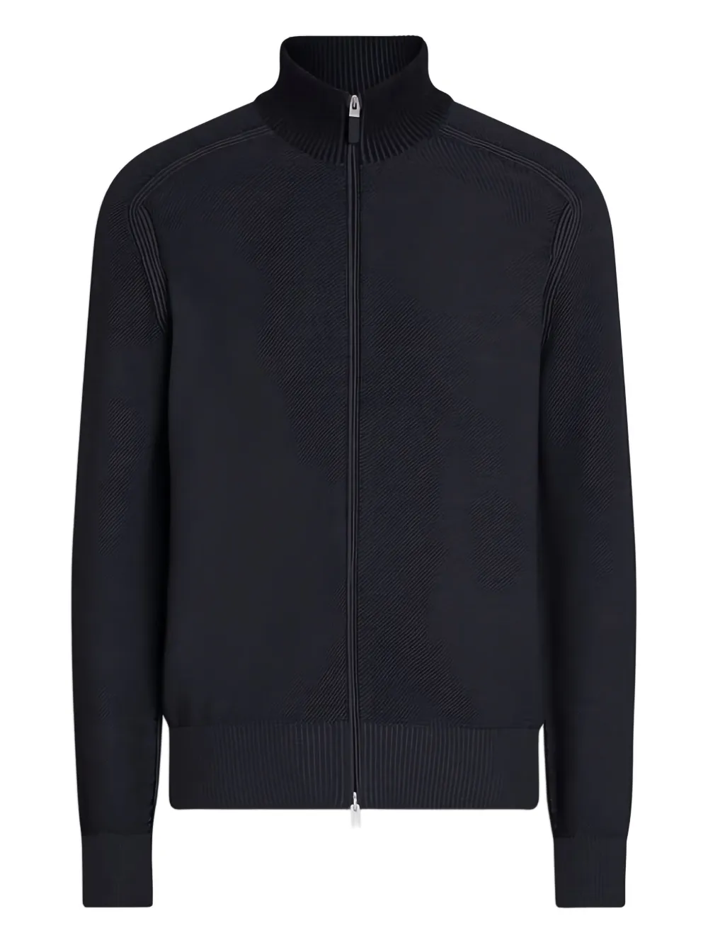Zegna Zip High-Neck Knitwear - ブルー Zegna Zip High-Neck Knitwear - ブルー
