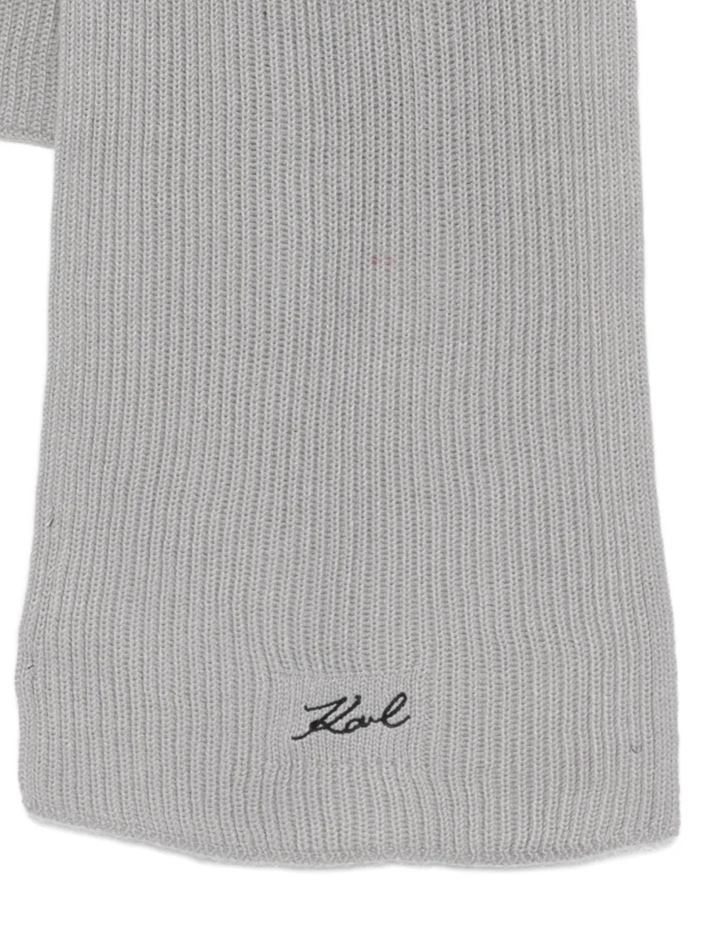 Karl Lagerfeld Ribbed Logo Scarf In Gray