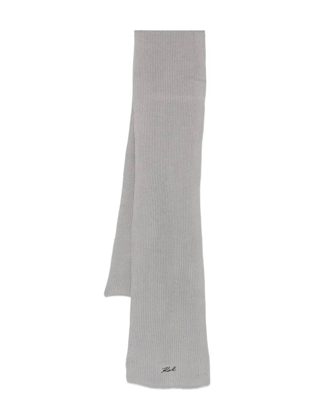 Karl Lagerfeld Ribbed Logo Scarf In Gray
