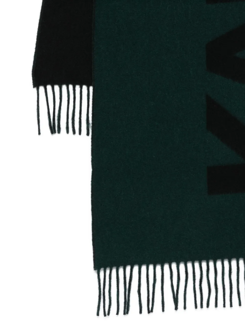 Karl Lagerfeld Fringed Logo-detal Scarf In Green