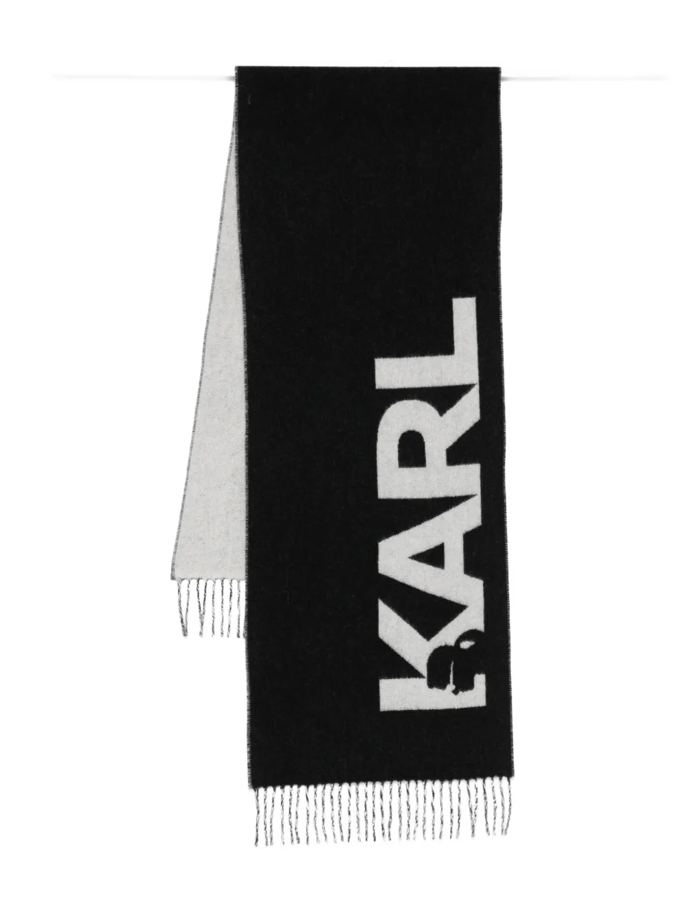 Karl Lagerfeld logo-detail fringe scarf - Nero